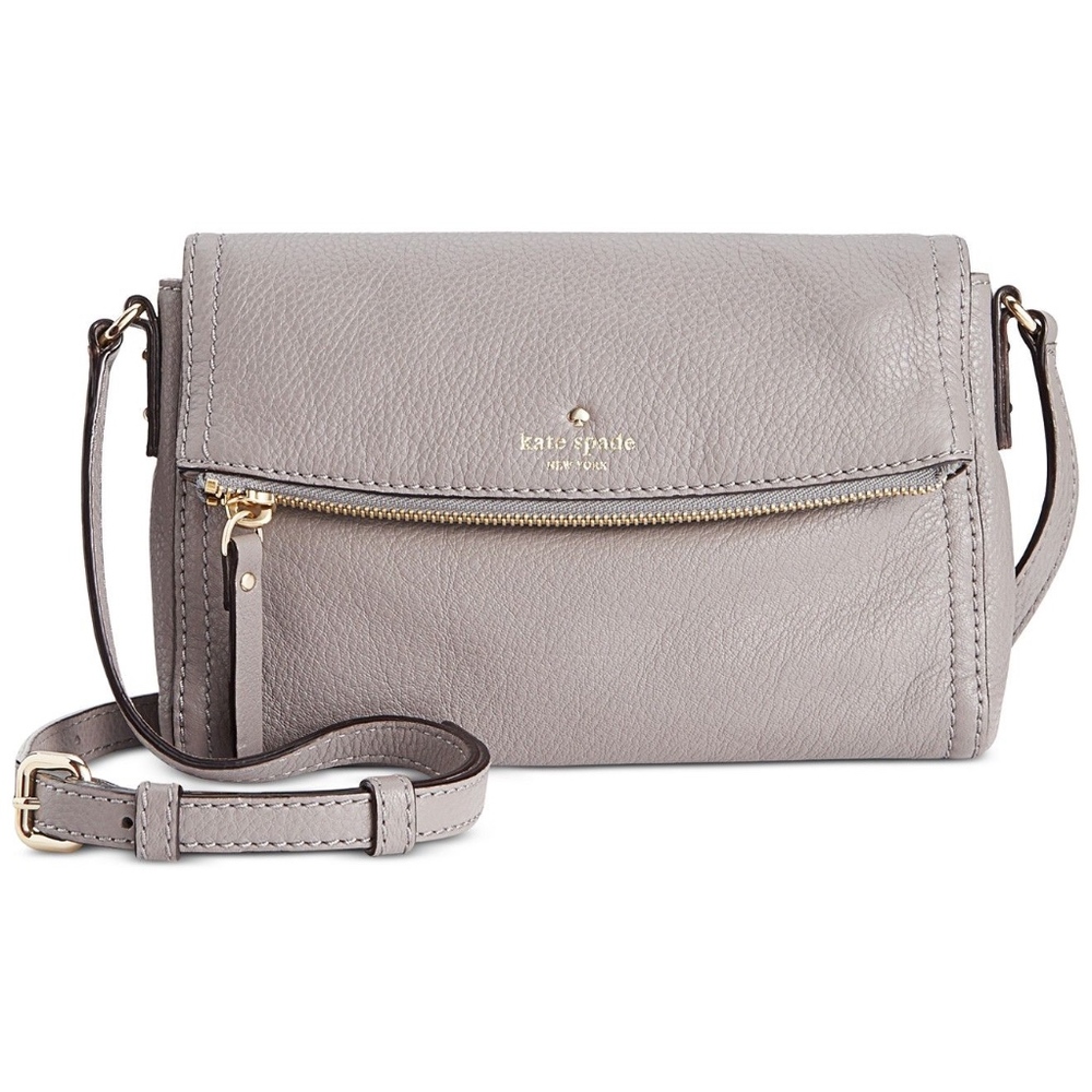 KATE SPADE Grey Leather Fold-over Crossbody